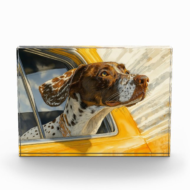 Spotted Dog on Car Ride Art Print Photo Block (Front)