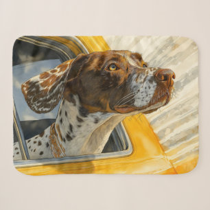 Spotted Dog on Car Ride Art Print Sherpa Blanket