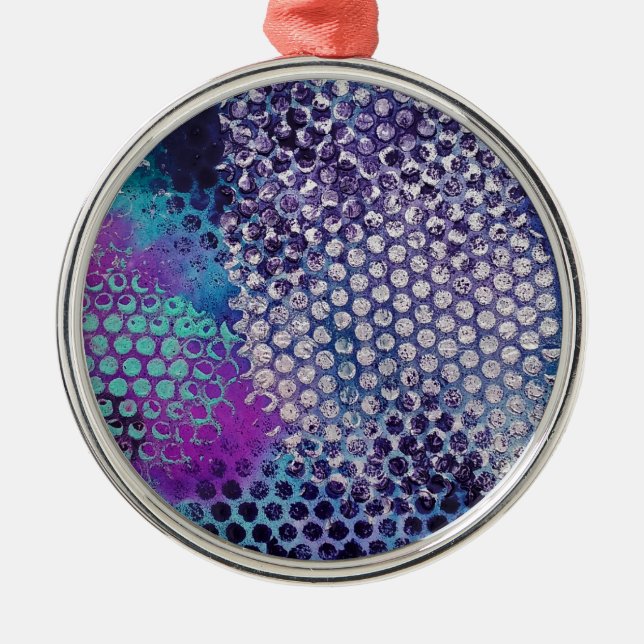 Spotted Dotted Abstract Fun Metal Ornament (Front)