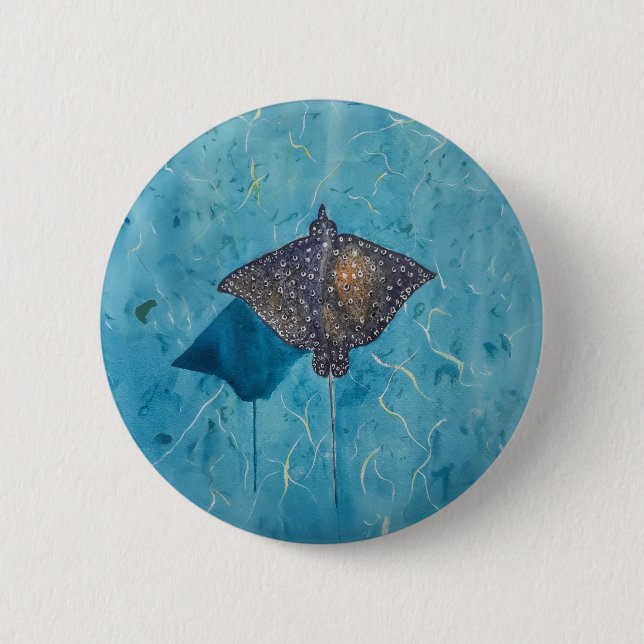Spotted Eagle Stingray - Ocean 2 Inch Round Button (Front)