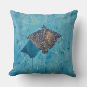 Spotted Eagle Stingray - Ocean Throw Pillow