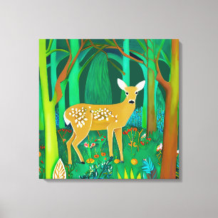 Spotted Fawn in a Fantasy Forest Setting Canvas Print