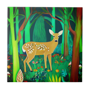 Spotted Fawn in a Fantasy Forest Setting Tile