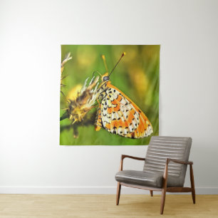 Spotted Fritillary Orange and White Butterfly  Tapestry