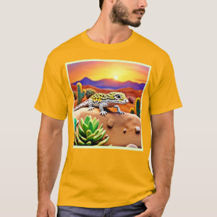 Spotted Gecko Desert Sunset T-Shirt