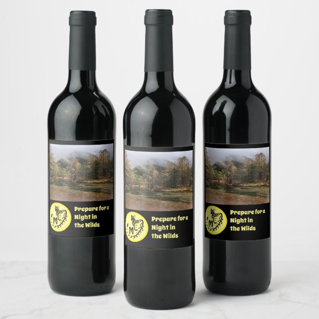 Spotted Genet Silhouette Monogram Photo Wine Label (Bottles)