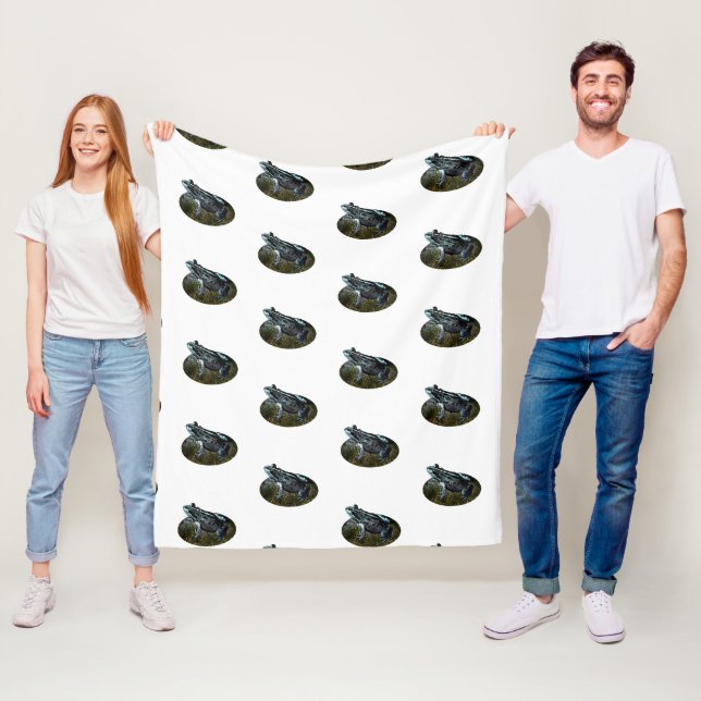 Spotted Grass Frog, Medium White Fleece Blanket (In Situ)