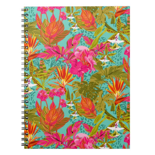 Spotted Hothouse Tropical Floral spiral notebook (Front)