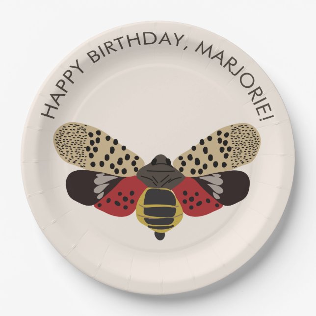 Spotted Lanternfly Bug Personalized Party Paper Plate (Front)