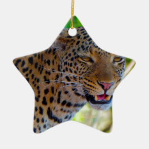 Spotted Leopard Ceramic Ornament