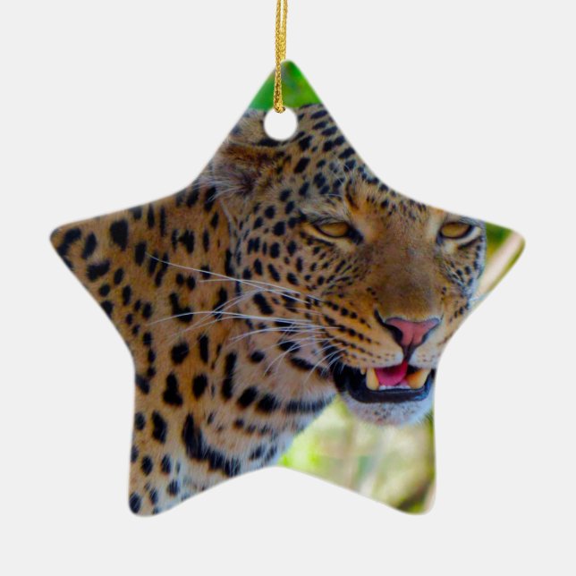 Spotted Leopard Ceramic Ornament (Front)