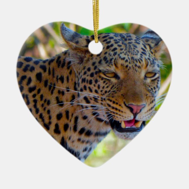 Spotted Leopard Ceramic Ornament (Front)