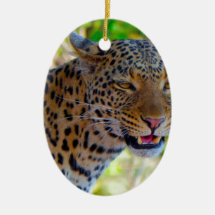 Spotted Leopard Ceramic Ornament