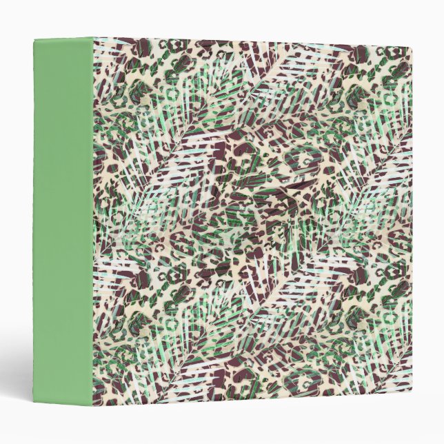 Spotted, leopard, tropical palm leaves binder (Front/Spine)