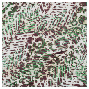 Spotted, leopard, tropical, palm, leaves, brown, fabric