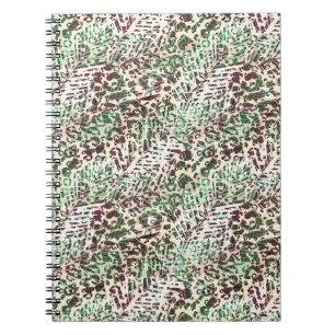 Spotted, leopard, tropical, palm, leaves, brown, notebook