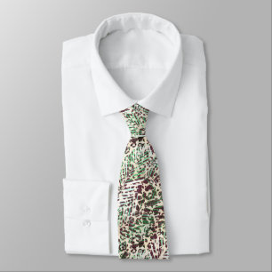 Spotted, leopard, tropical, palm, leaves, brown, tie