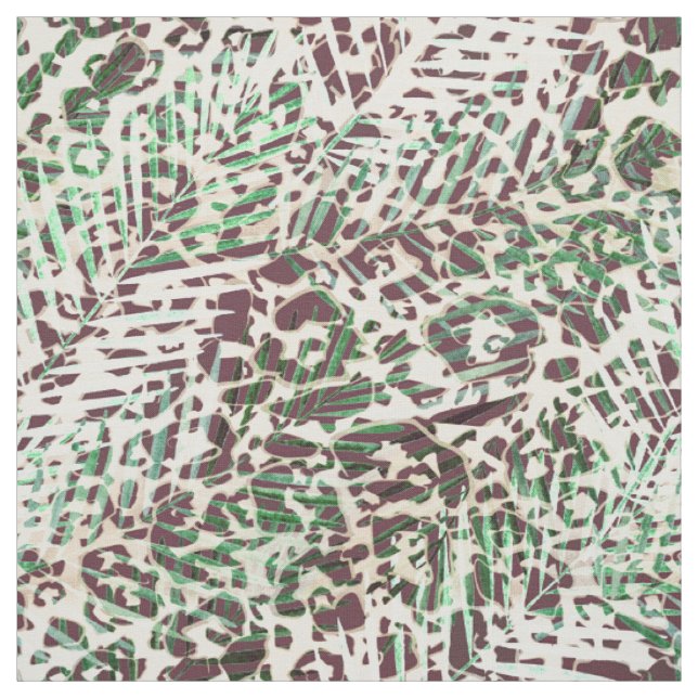 Spotted, leopard, tropical palm leaves fabric (Swatch)
