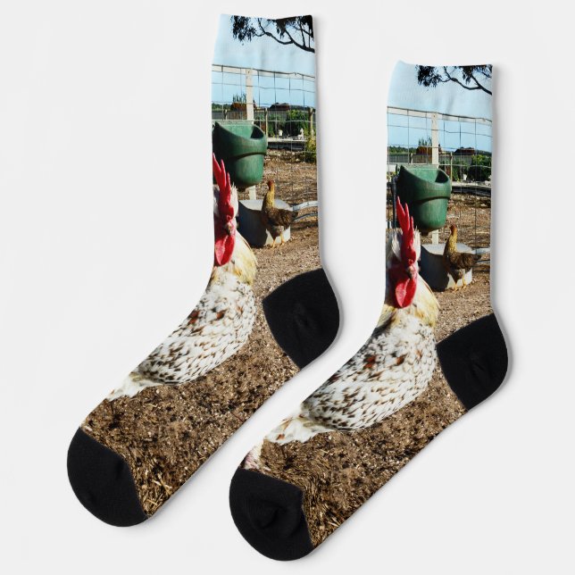 **"Spotted Majesty: The Speckled Farm Rooster"** Socks (Left)