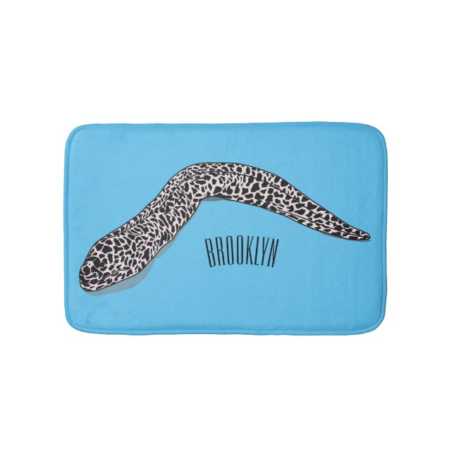 Spotted moray eel cartoon illustration bath mat (Front)