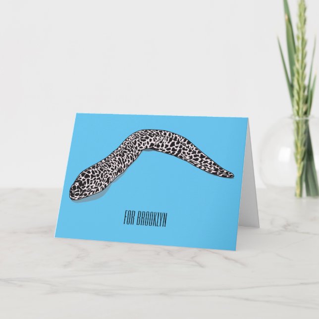 Spotted moray eel cartoon illustration card (Front)