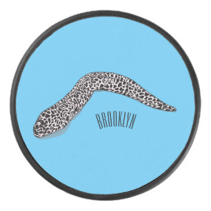 Spotted moray eel cartoon illustration hockey puck