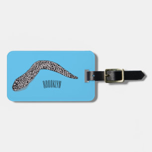 Spotted moray eel cartoon illustration luggage tag