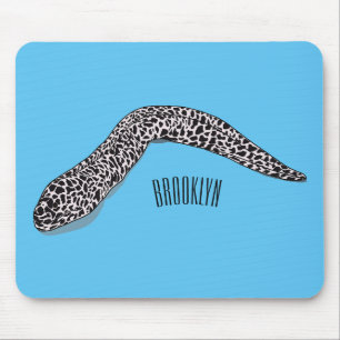 Spotted moray eel cartoon illustration mouse pad