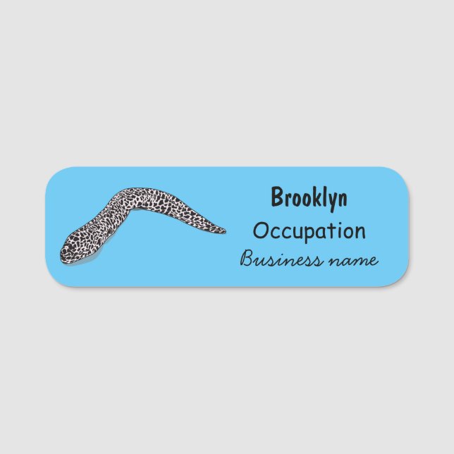 Spotted moray eel cartoon illustration name tag (Front)