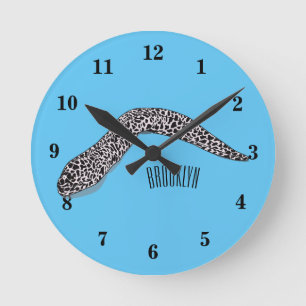 Spotted moray eel cartoon illustration round clock