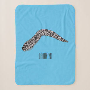 Spotted moray eel cartoon illustration sherpa blanket