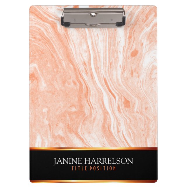 Spotted Orange And White Marble Stone Clipboard (Front)
