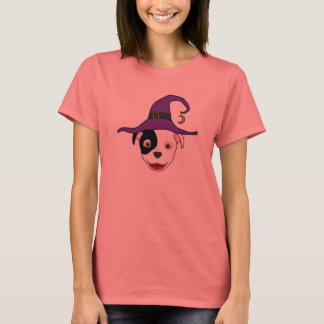 Spotted Pitbull with Witch Hat T-Shirt