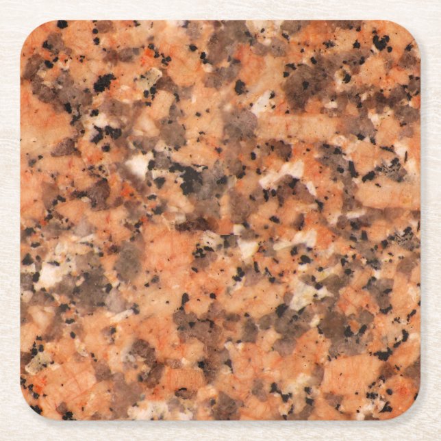 Spotted Rock Texture Lively Pattern Orange Black Square Paper Coaster (Front)