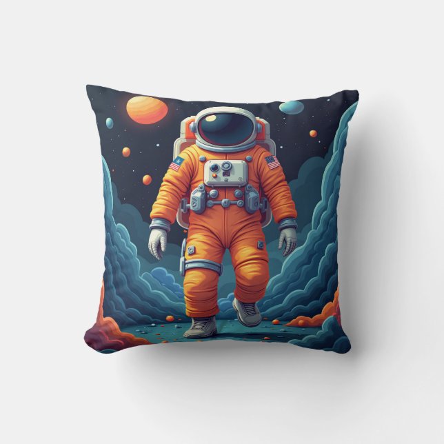 Spotted Spaceman 16*16 Throw Pillow  (Front)