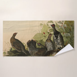 Spotted (Spruce) Grouse Audubon's Birds of America Bath Towel Set