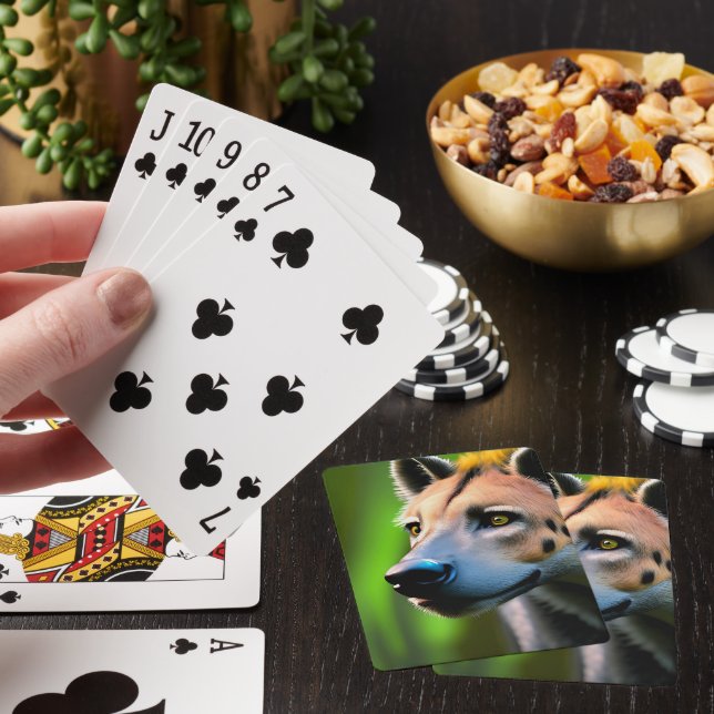 Spotted Stalking Hyena Watching His Prey, Playing Cards (In Situ)