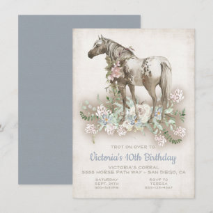 Spotted White Horse Birthday Party Invitation