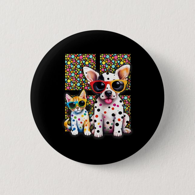 Spotty Cute Baby Dot Day Cat Lover  2 Inch Round Button (Front)