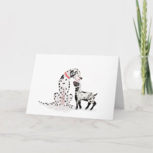 Spotty dalmation and lamb Mother's Day card