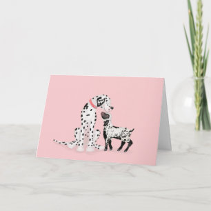 Spotty dalmation and lamb Mother's Day card (pink)