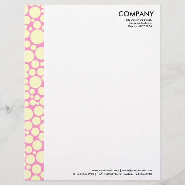 Spotty Margin - Cream on Pink Letterhead (Front)