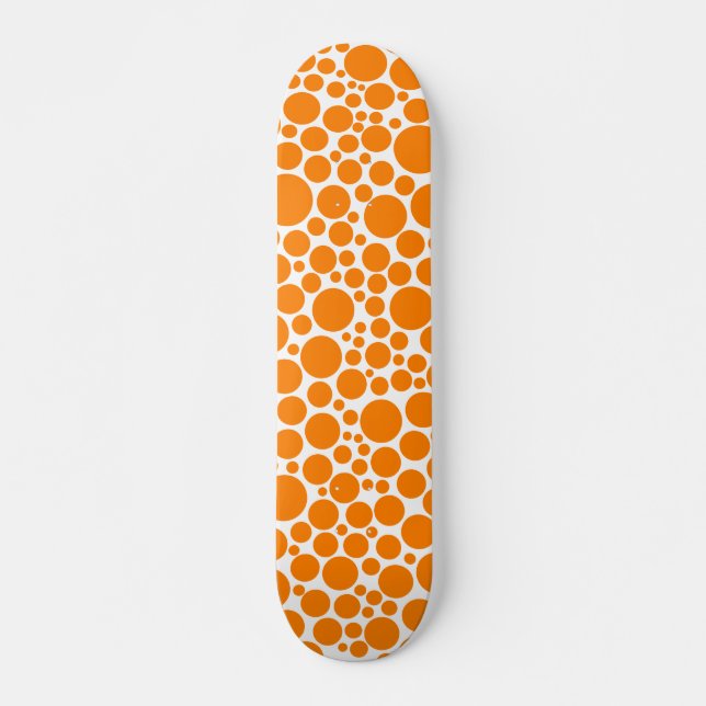 Spotty - Orange on White Skateboard (Front)