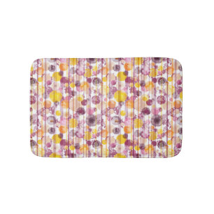 Spotty Striped White Pattern Bath Mat