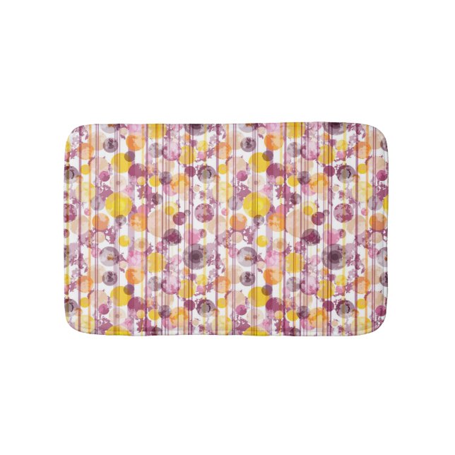 Spotty Striped White Pattern Bath Mat (Front)