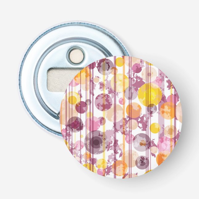 Spotty Striped White Pattern Bottle Opener (Front)