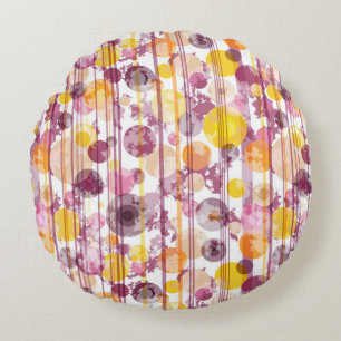 Spotty Striped White Pattern Round Pillow