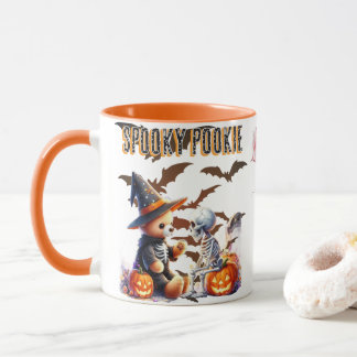 Spouky Pookie Cute Halloween Teddy bear & Skeleton Mug
