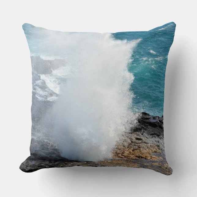 Spouting Horn in Kauai, Hawaii Throw Pillow (Front)