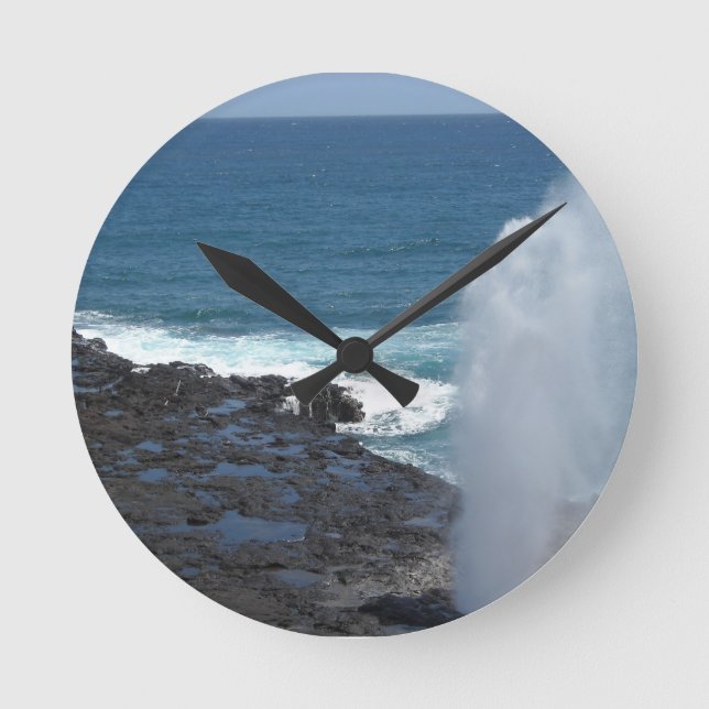 Spouting Horn Kauai, Hawaii Round Clock (Front)